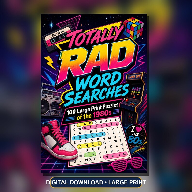 1980s Word Search Puzzles, Large Print Gen X Nostalgia Activity (PDF) zdjęcie 3