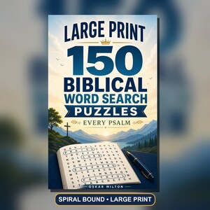 Libro de actividades bíblicas con encuadernación en espiral, 150 crucigramas de los Salmos en letra grande. imagen 1