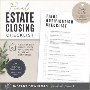 Lista de verificação para notificação final de espólio