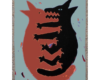 Woven Blankets, Animal Fight, Throw Blanket