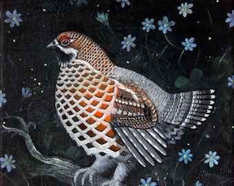 Bird Print, Hazel Grouse, Realistic Wildlife Art Print, Hazel Hen