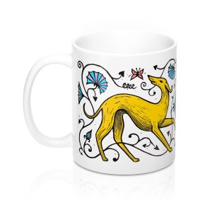 Greyhound Mug, Butterfly and Dog Mug, Art Nouveau Mug, Gift, Italian Greyhound