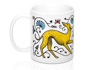 Windhund Tasse, Schmetterling und Hund Becher, Jugendstil Becher, Geschenk, Italienischer Windhund