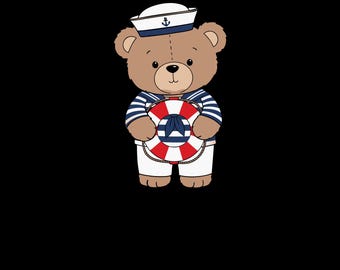 Little Sailor Long Sleeve Baby Bodysuit | Psalm 121:8 Christian Baby Onesie | Nautical Teddy Bear Outfit |