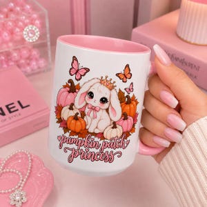 Kürbis-Prinzessinnen-Tasse Y2K Kawaii Herbst-Tasse Niedliche Hasen-Kürbis-Kaffeetasse Rosa Kokette Herbst-Tasse Mädchengeschenk