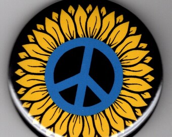 Peace Sunflower Ukraine button