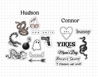 Paquete de pegatinas de tatuajes de Hudson Williams x Connor Storrie + Pegatinas individuales