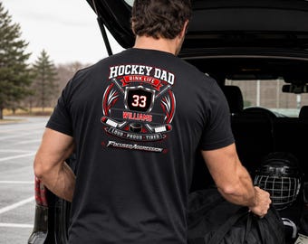 Camiseta personalizada para papá jugador de hockey / Nombre y número del jugador personalizados / Regalo para papá jugador de hockey