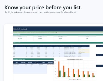 Product Pricing Calculator and Inventory Spreadsheet | Handmade Business Excel
