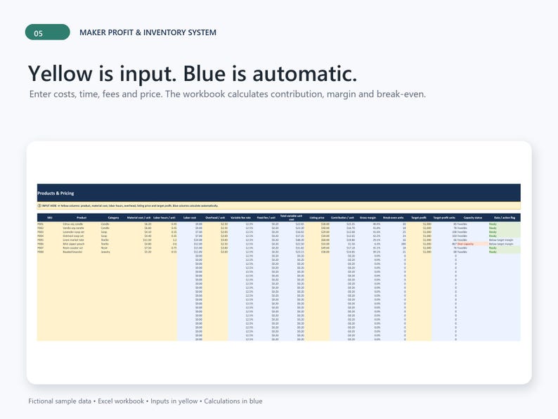 Product Pricing Calculator and Inventory Spreadsheet | Handmade Business Excel image 5