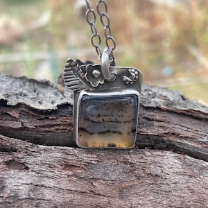 Collier en argent transparent pour femmes, dunes de sable, agate du Montana !