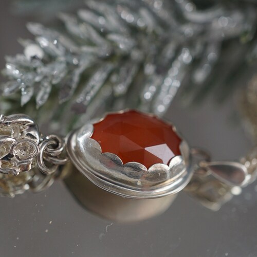 Amazing Silver Pendant with Orange Carnelian Gemstone and shops Elephant Charm