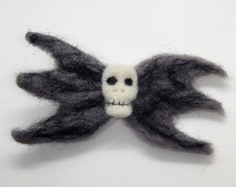 Felted Skull Bow | Clip & Pin | Handmade