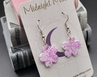 Lace Print Cherry Blossom Earrings