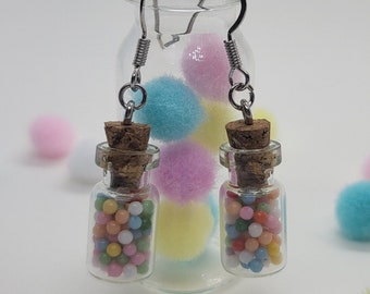 Mini Sprinkles Potion Bottle Earrings | Round Sprinkle