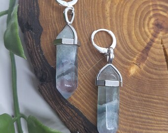 Flourite Stone Earrings | Sterling Silver Plated | Green