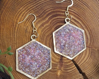 Geometric 3D Bead Resin Earrings