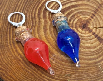 Health and Mana Potion Earrings | Sterling Silver Plated Huggie Hoops | Teardrop Bottles