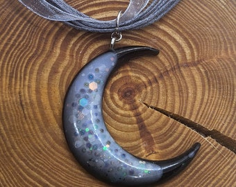 Fantasy Moon Necklace | Glow in the Dark Glitter | Large