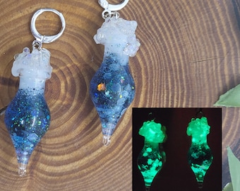 Overflowing Blue Potion Earrings | Sterling Silver Plated | Glow in the Dark Glitter | Bubbling Over