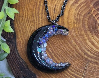 Black Moon Necklace | Glow in the Dark Glitter