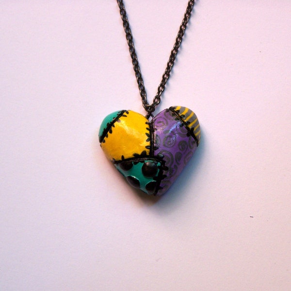 Sally Inspired Heart Pendant Nightmare Before Christmas Necklace