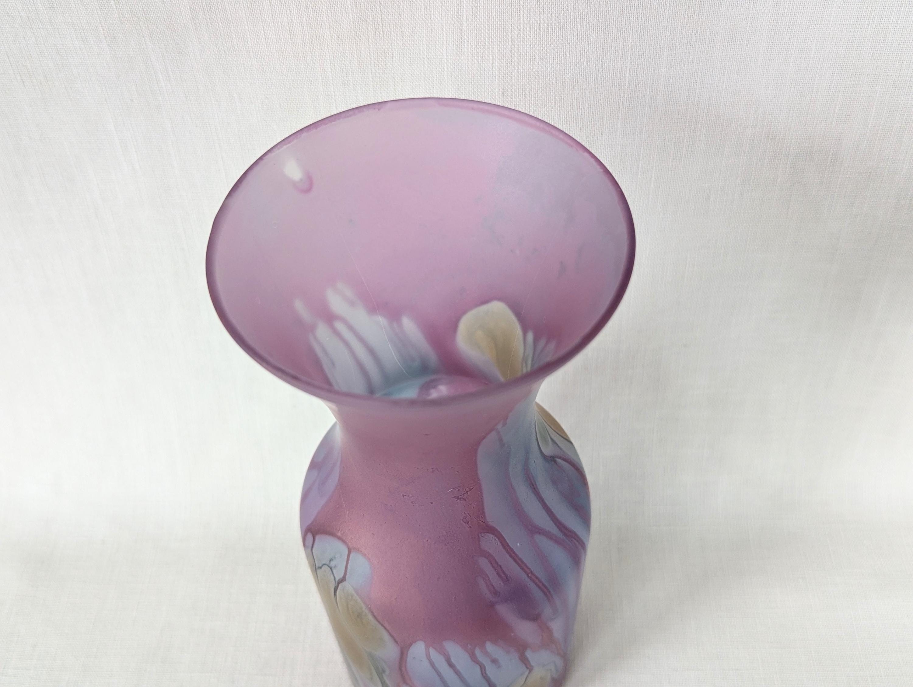 ● Reuven Glass ルーベングラス カナダ ヴィンテージ ガラス花瓶 Vintage rueven glass painted vase/ビンテージ ルーベンガラス