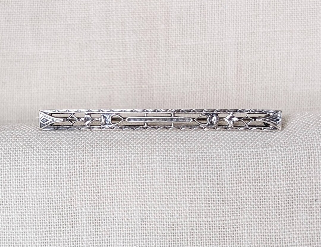 Vintage Sterling Silver Art Deco Pin, Art Deco Bar Pin, Geometric Art Deco Jewelry, Sterling