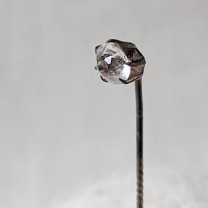 Vintage Sterling Silver Stick Pin: Faceted Crystal Cabochon