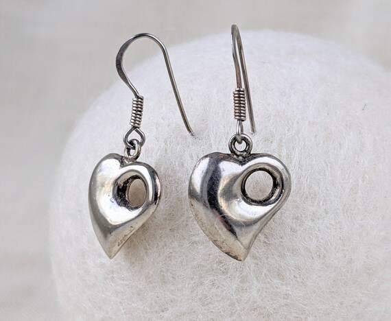 Sterling Silver Heart Earrings, Puffy Heart Earri… - image 4