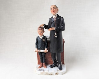 Vintage Norman Rockwell The Schoolmaster porcelain figurine by Dave Grossman NR10 1973, Collectible Rockwell Figurine, Vintage Home Decor