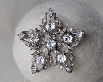 Vintage Bogoff Rhinestone Star Brooch: Mid Century Sparkle Jewelry