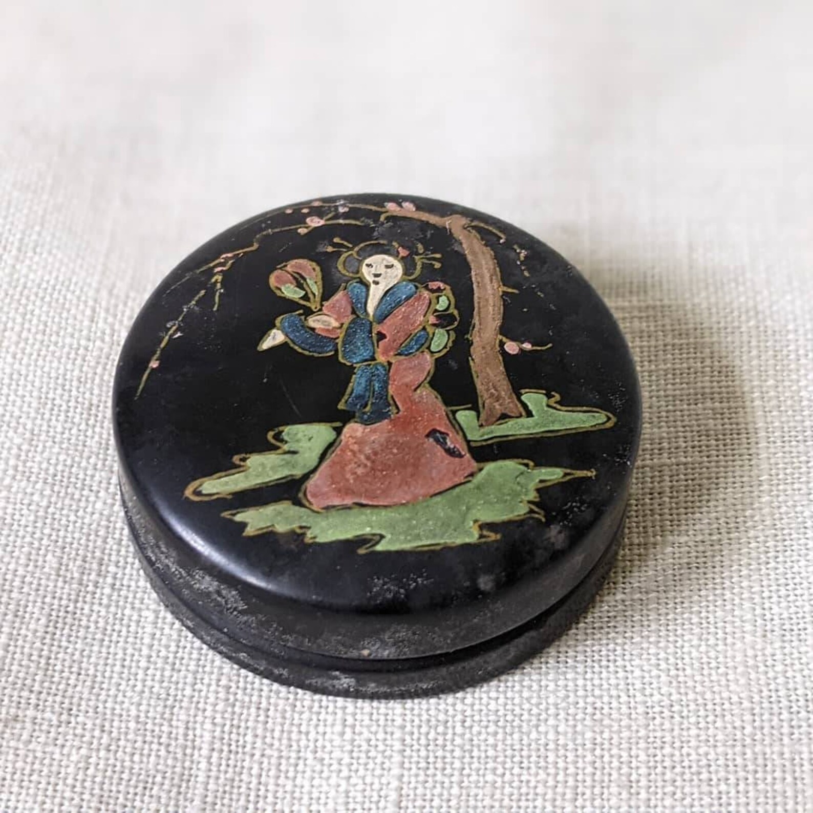 Vintage Japanese Pill Box Miniature Box Miniature Art Woman Etsy