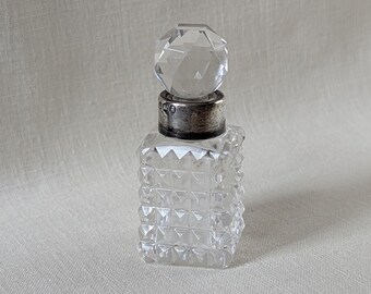 1906 Sterling Silver Glass Perfume Bottle, Birmingham Charles May, Antique Collectible