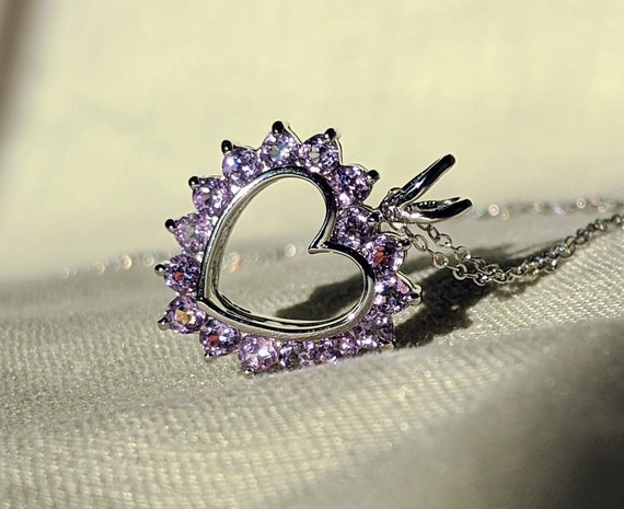 Vintage Sterling Silver Heart Pendant Necklace, R… - image 9