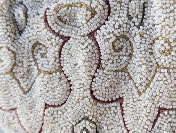 Vintage White Beaded Purse, Ladies Beaded Clutch,… - image 3