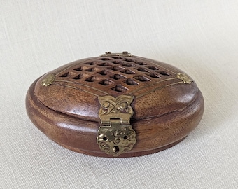 Boîte à bagues vintage en bois, petite boîte à bijoux