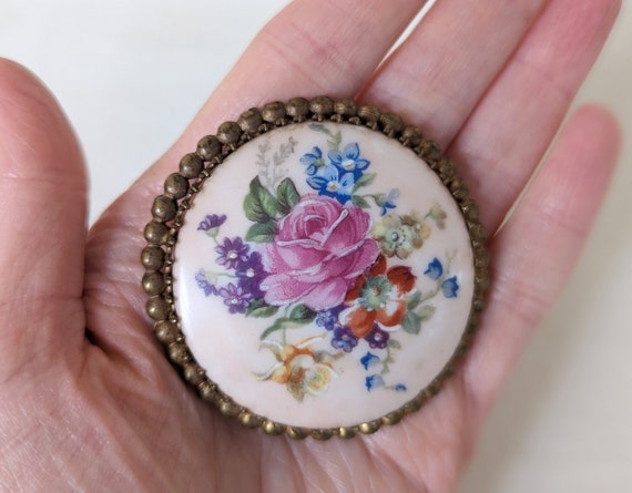 Vintage Floral Limoges Brooch, Ladies Limoges Por… - image 5