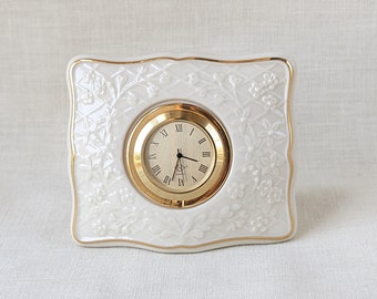 Vintage Lennox Wedding Promises Porcelain Clock, Vintage Porcelain Home Decor, White Porcelain Clock, White Home Decor, Vintage Lennox Clock
