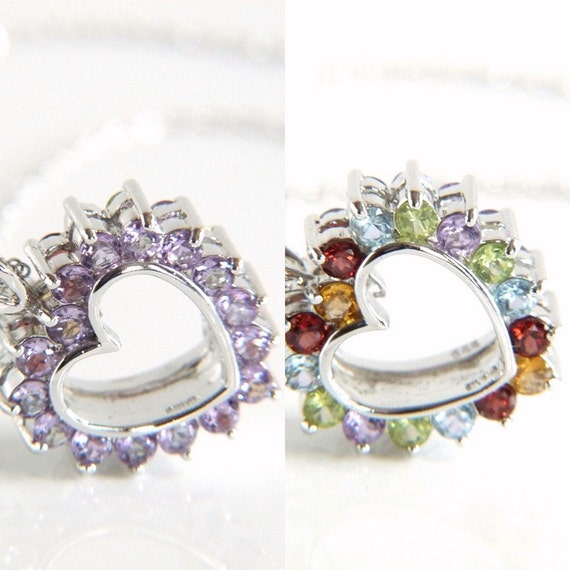 Vintage Sterling Silver Heart Pendant Necklace, R… - image 2
