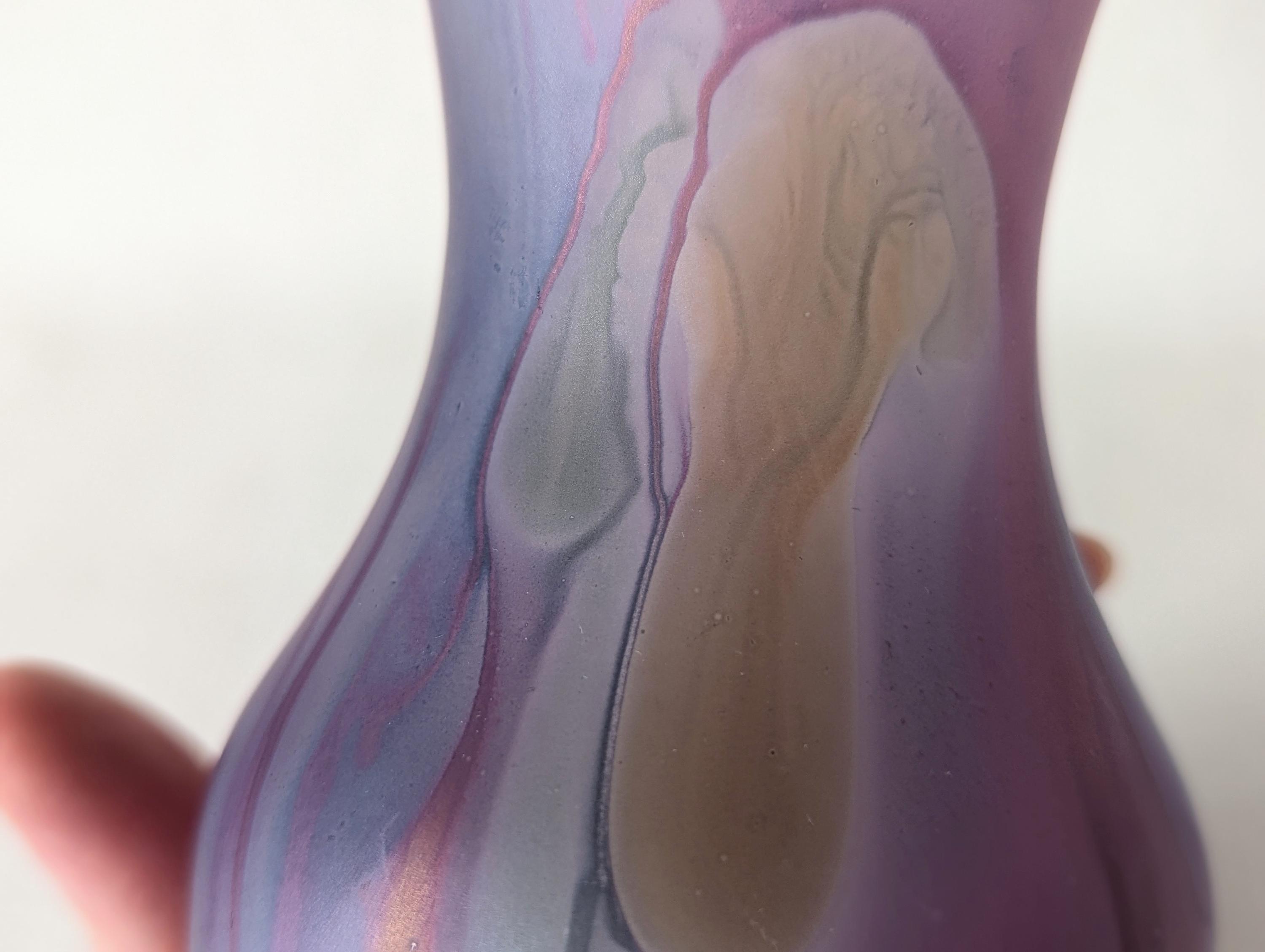 Vintage Rueven Art Nouveau Glass Vase: Hand-painted Watercolor
