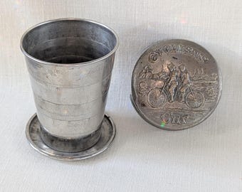 Antique Portable Collapsible Telescope Cyclists Metal Cup