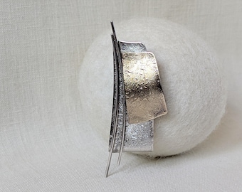 Broche vintage abstraite moderniste Ed Levin en or jaune 14 carats et argent sterling