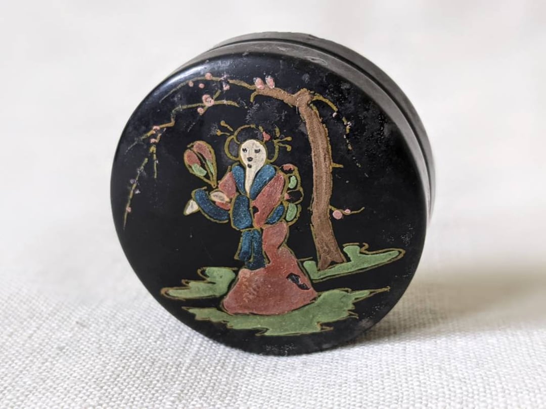 Vintage Japanese Pill Box Miniature Box Miniature Art Woman Etsy