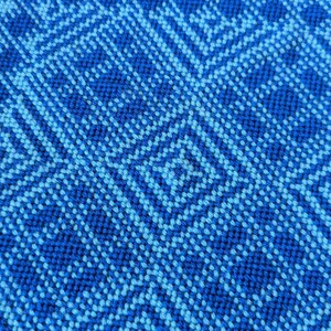 Vintage Blue Geometric Needlepoint Art - 10" x 10" image 2