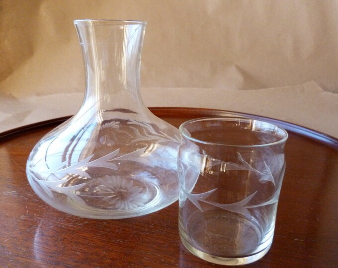 Vintage Bedside Water Carafe and Cup Set Etsy