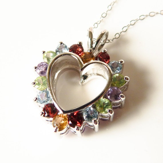 Vintage Sterling Silver Heart Pendant Necklace, R… - image 5