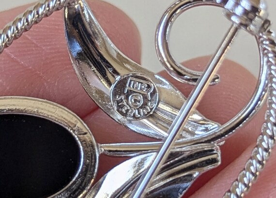 アクセサリー vintage silver925 onyx brooch Vintage Sterling Silver Onyx Brooch, Black Jewelry Brooch