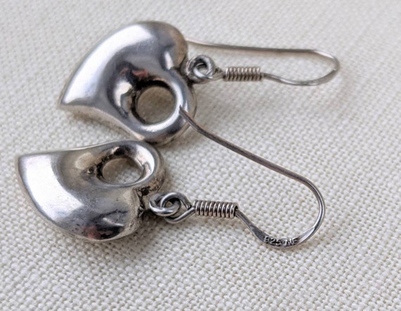 Sterling Silver Heart Earrings, Puffy Heart Earri… - image 5