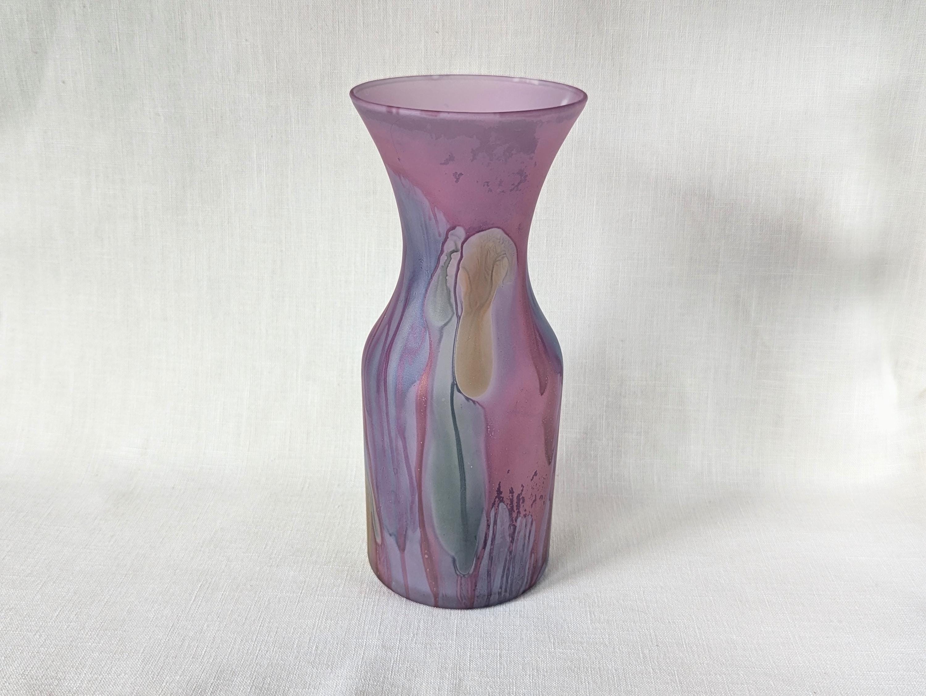 ● Reuven Glass ルーベングラス カナダ ヴィンテージ ガラス花瓶 Vintage rueven glass painted vase/ビンテージ ルーベンガラス
